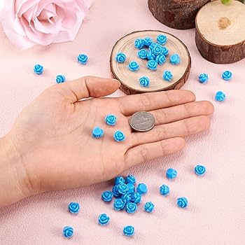 Amazon | Beadthoven 約50個 スカイブルー バラ 薔薇 樹脂ビーズ